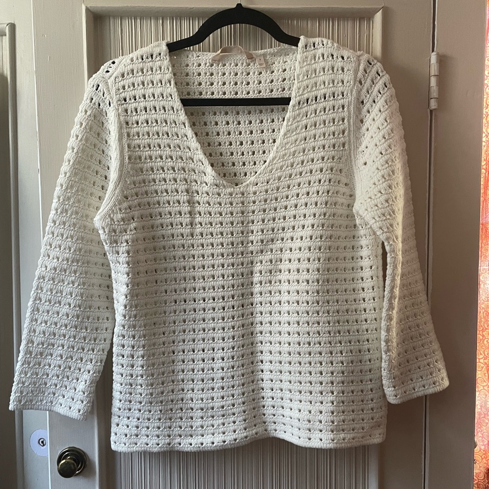 Soft Surroundings White Crochet Sweater